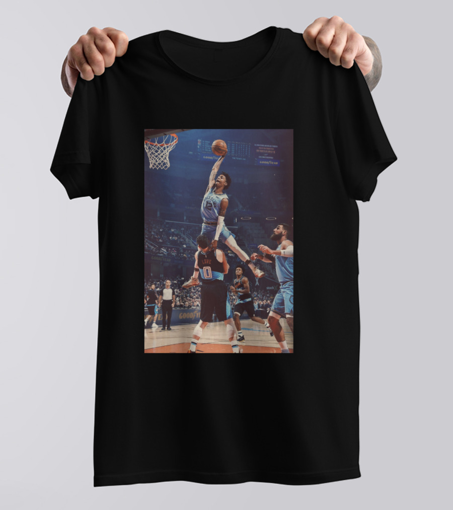 Ja Morant Dunk Over Love Basketball Action Scene T-Shirt