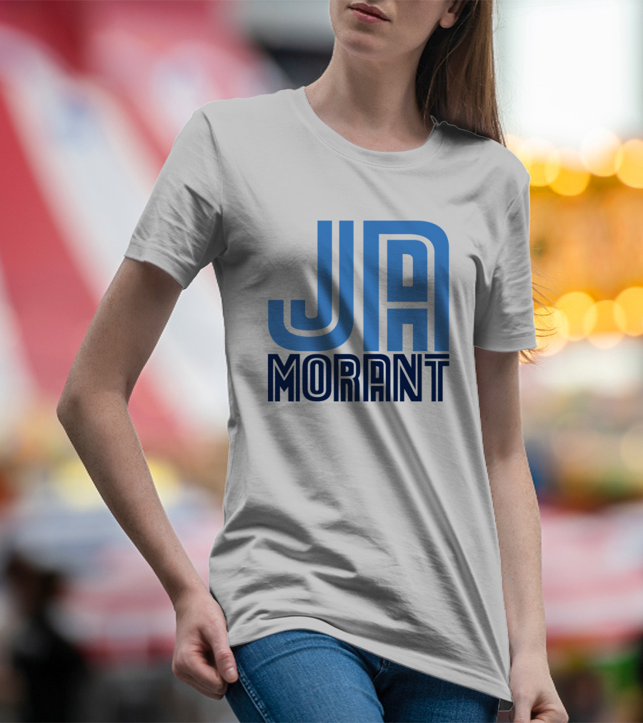 Ja Morant Memphis Basketball Blue Text T-Shirt