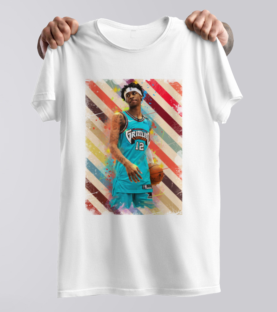 Ja Morant Grizzlies Basketball Vintage Stripes T-Shirt