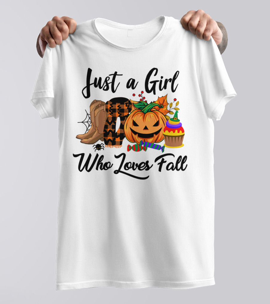 Just A Girl Who Loves Fall With Pumpkin And Boots T-Shirt