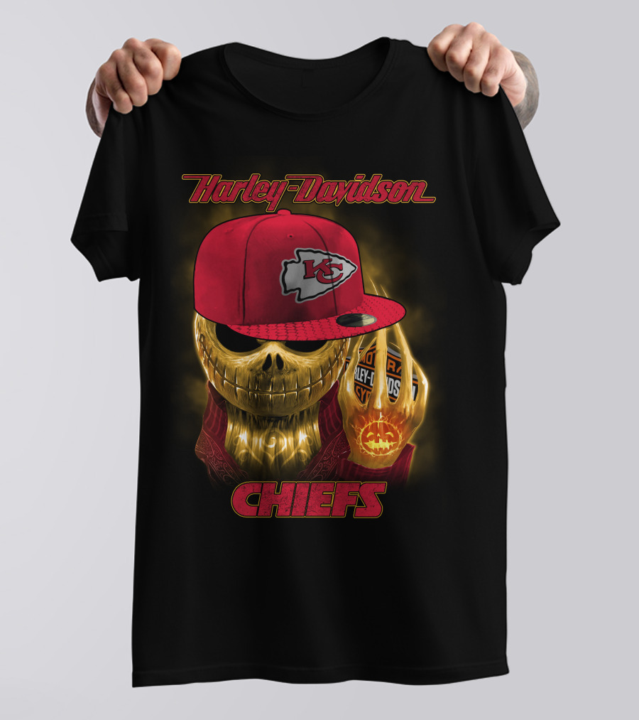 Harley Davidson Chiefs Kansas City Chiefs Hat Skull Halloween T-Shirt