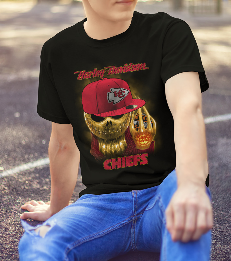 Harley Davidson Chiefs Kansas City Chiefs Hat Skull Halloween T-Shirt