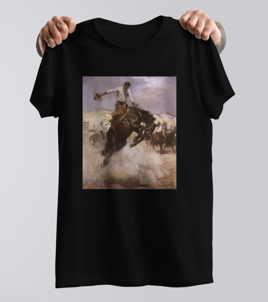 Breezy Riding By Koerner Cowboy Galloping Horse Western T-Shirt