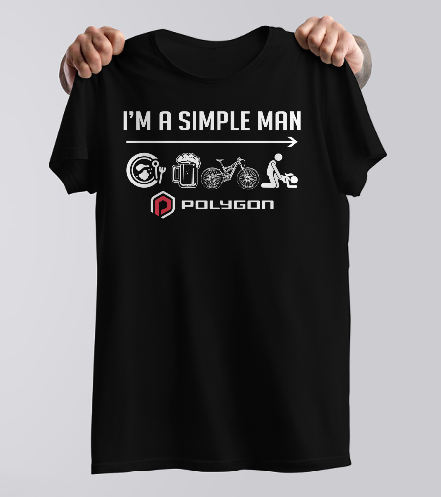 I'M A SIMPLE MAN POLYGON Bike Beer Food T-Shirt