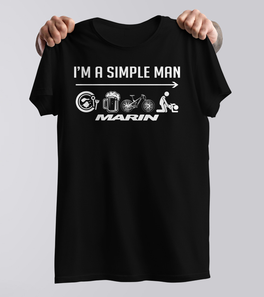 I'M A SIMPLE MAN MARIN Bike Beer Food Icons T-Shirt