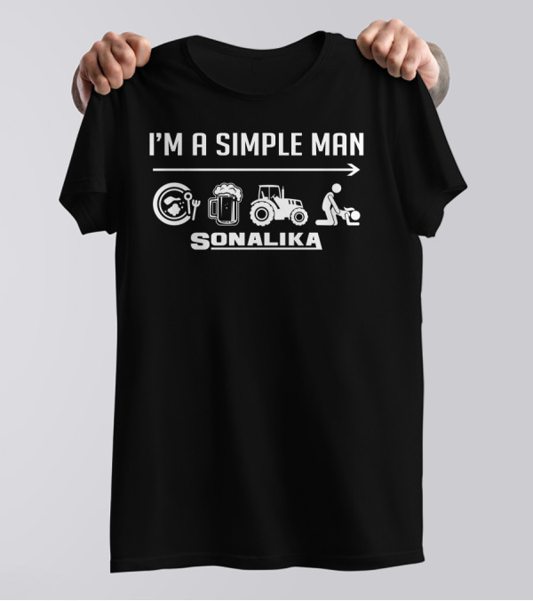 I'M A SIMPLE MAN SONALIKA Tractor Beer Food Icons T-Shirt
