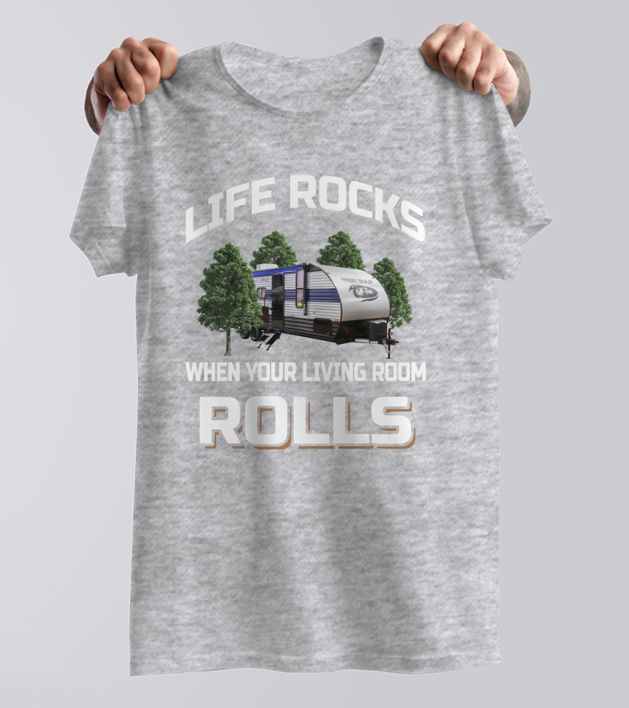 LIFE ROCKS WHEN YOUR LIVING ROOM ROLLS Grey Wolf DBH T-Shirt