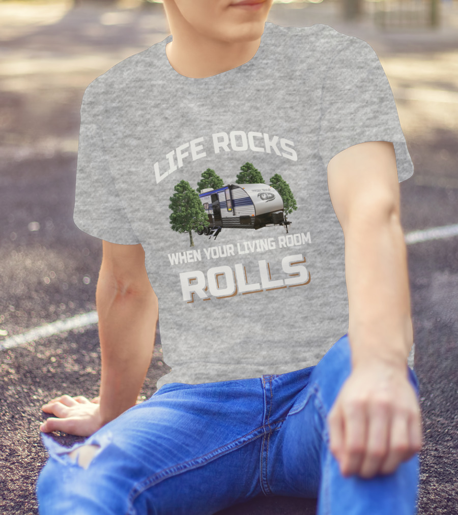 LIFE ROCKS WHEN YOUR LIVING ROOM ROLLS Grey Wolf DBH T-Shirt