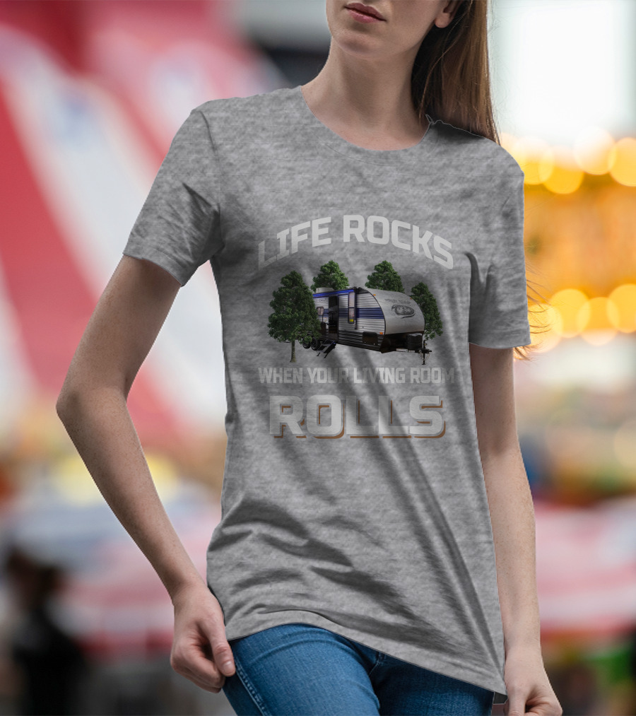 LIFE ROCKS WHEN YOUR LIVING ROOM ROLLS Grey Wolf DBH T-Shirt