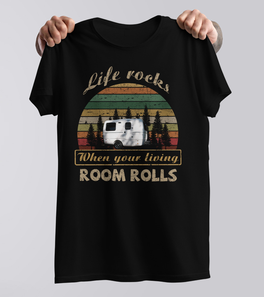 Life Rocks When Your Living Room Rolls Trillium Heritage L’air Vintage Forest Caravan T-Shirt