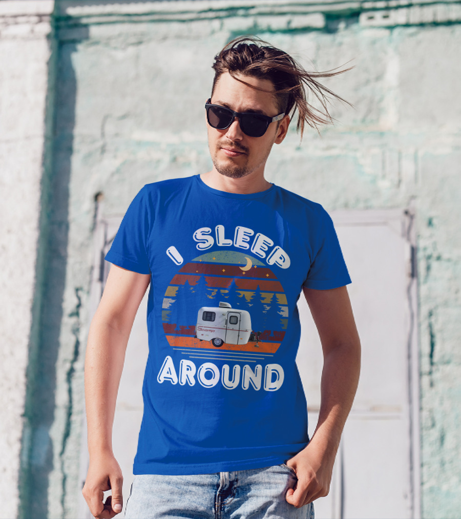 I Sleep Around Scamp Travel Trailers Night Trees Moon Stars T-Shirt
