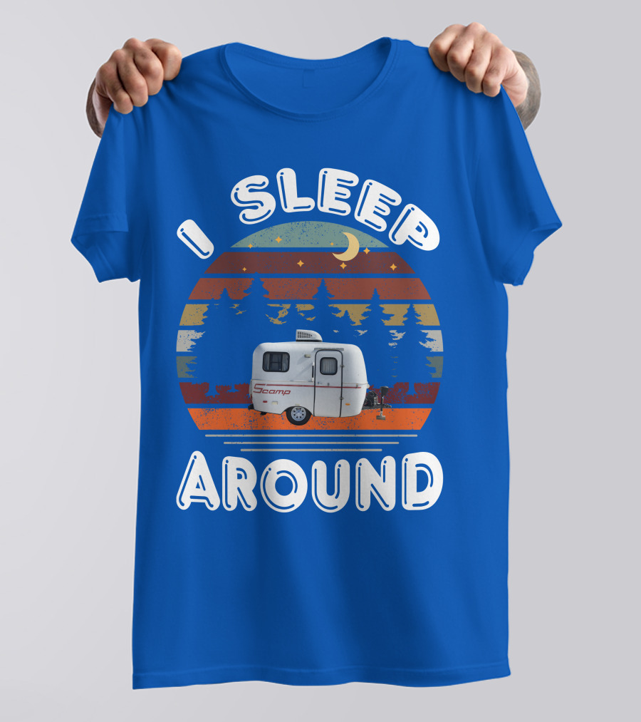 I Sleep Around Scamp Travel Trailers Night Trees Moon Stars T-Shirt