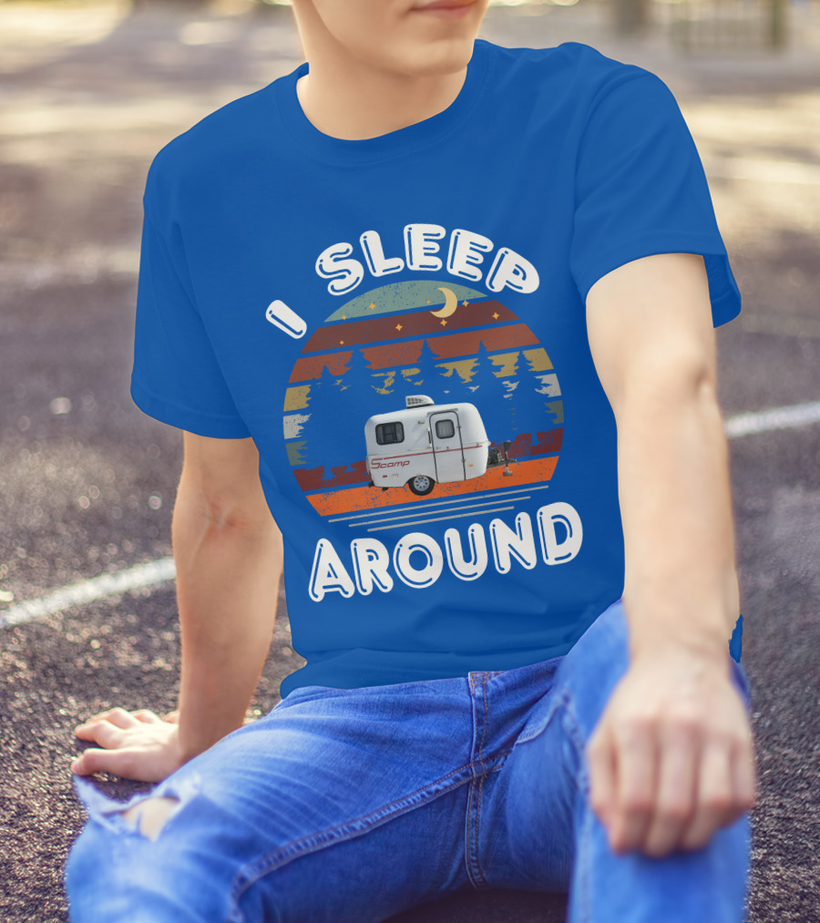 I Sleep Around Scamp Travel Trailers Night Trees Moon Stars T-Shirt