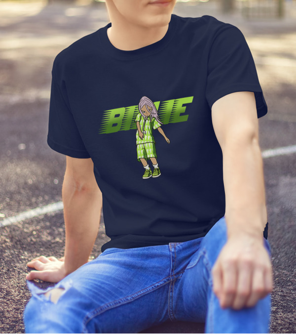Takashi Murakami Billie Eilish Collaborative Green Outfits Graphic Billie T-Shirt