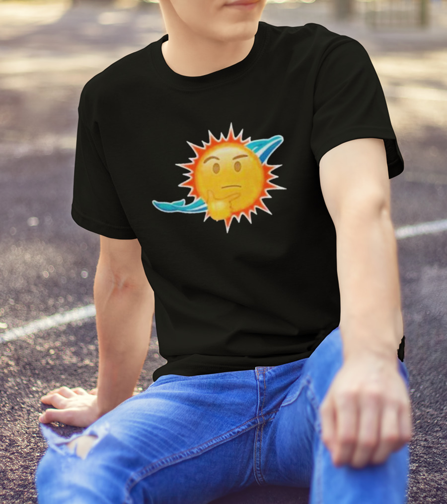 Dolphins Emoji Thinking Miami Sun Dolphins Emoji T-Shirt