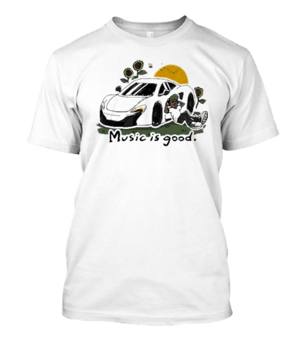 Music Is Good Sunflowers And Car Scene T-Shirt