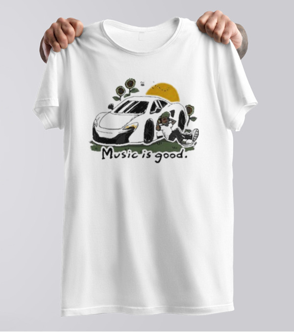 Music Is Good Sunflowers And Car Scene T-Shirt