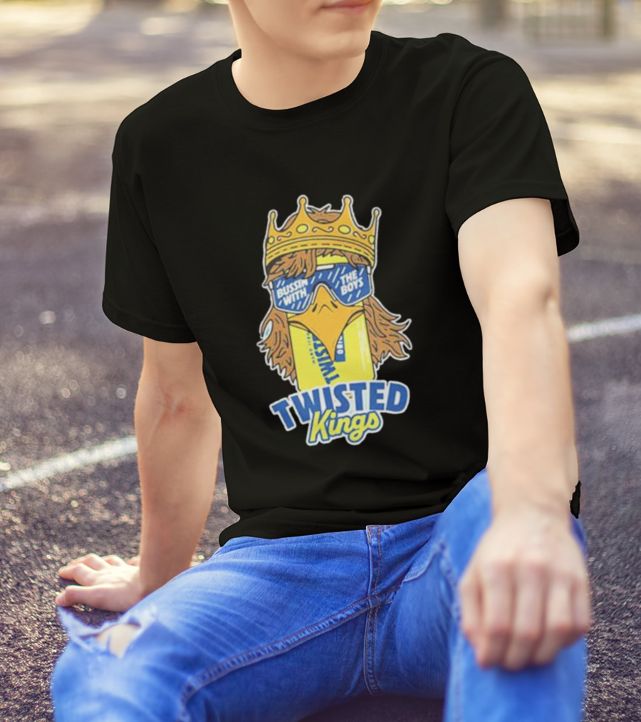 Bussin With The Boys Twisted Kings Crowned Chicken Sunglasses T-Shirt