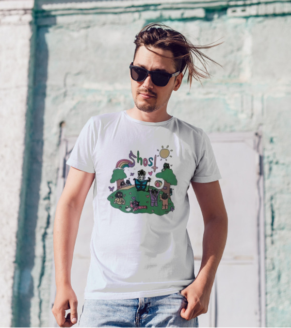 Ghost Cardinal Copia Playground Fun With Cats And Rainbows T-Shirt