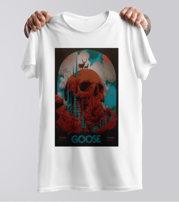Goose 10.05.2023 10.06.2023 Skull Blue Red Clouds Deer T-Shirt
