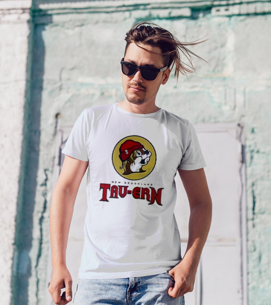 New Brookland Tavern Tau-ern Buc-Ees Logo Red Beanie Dog T-Shirt