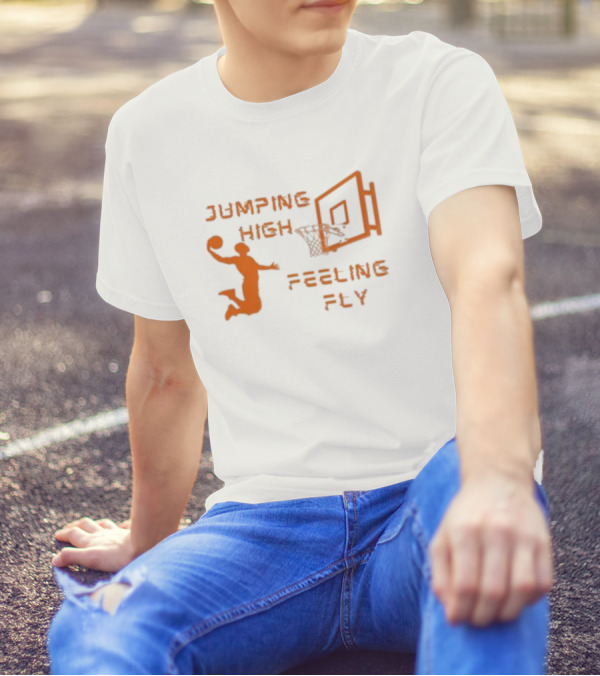 Jumping High Feeling Fly Basketball Dunk Hoops T-Shirt