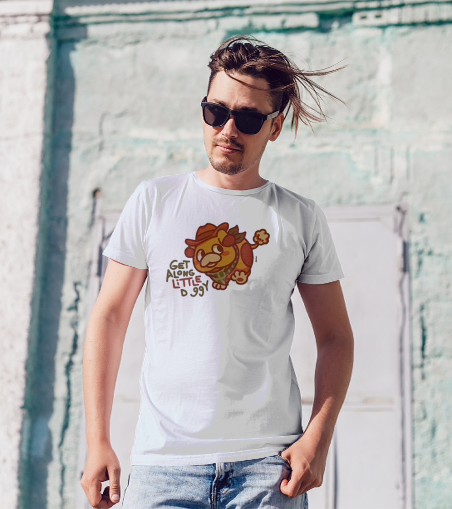 Get Along Little Doggy Cowboy Style Cartoon T-Shirt