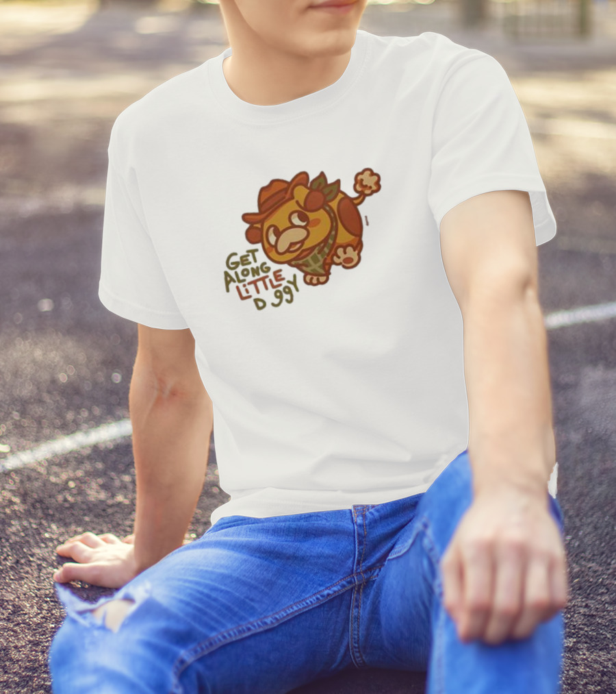 Get Along Little Doggy Cowboy Style Cartoon T-Shirt