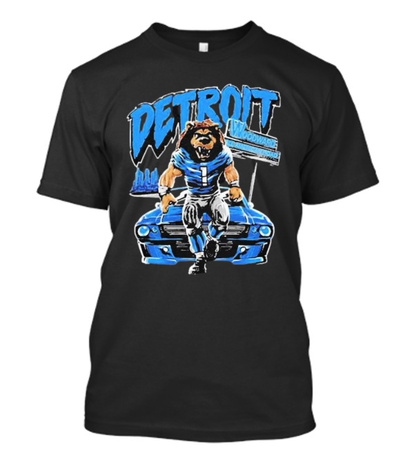 Number 1 Detroit Lion Woodward All American Road T-Shirt