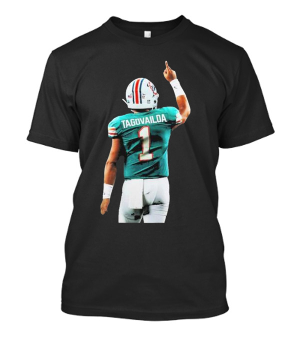 Tyreek Hill Wearing Tua Tagovailoa Number 1 Jersey Miami Dolphins Football T-Shirt