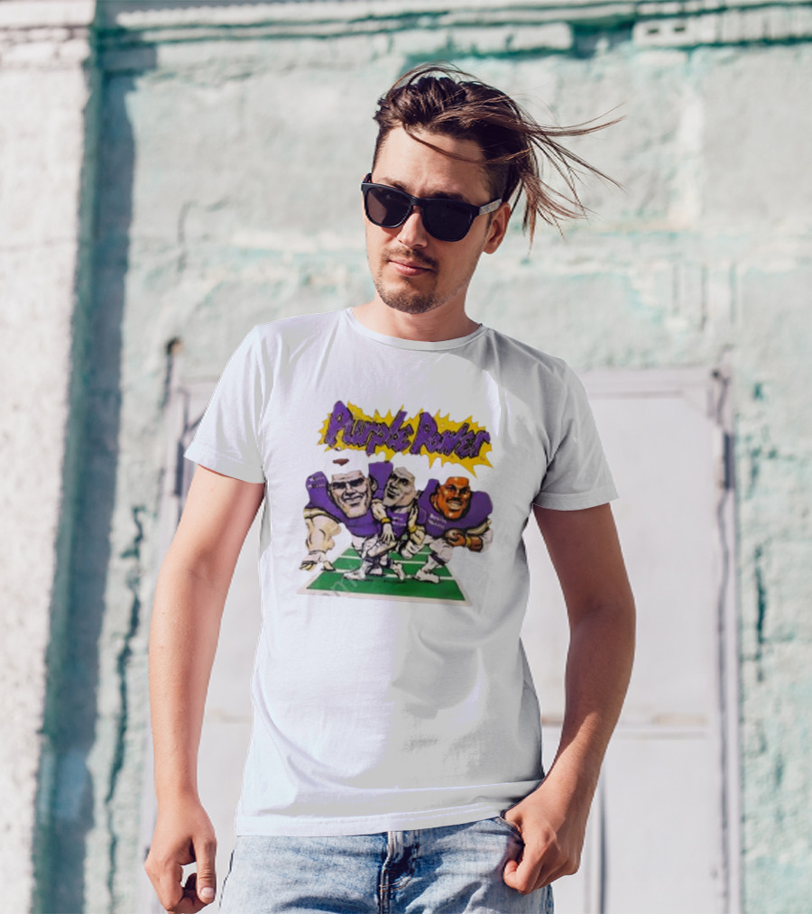 Purple Power Vikings Football Trio On Field T-Shirt