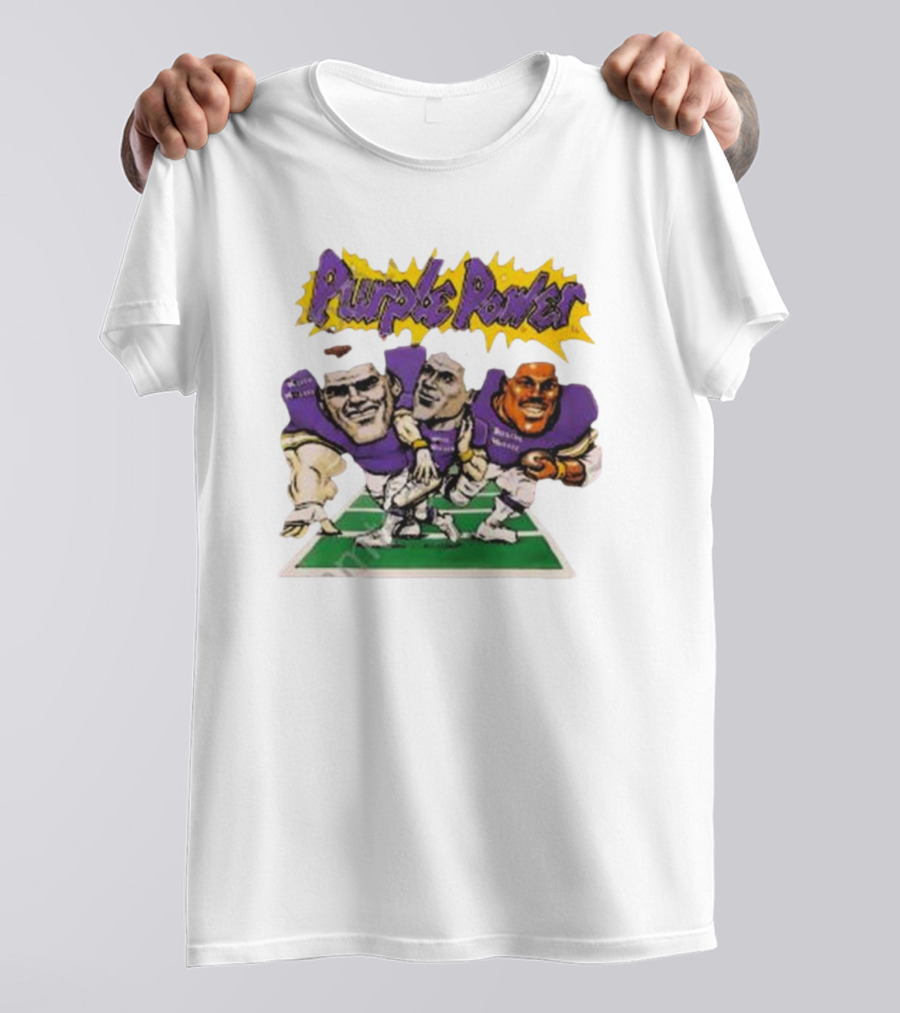 Purple Power Vikings Football Trio On Field T-Shirt