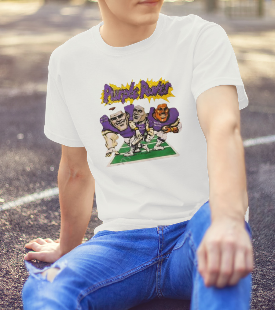 Purple Power Vikings Football Trio On Field T-Shirt