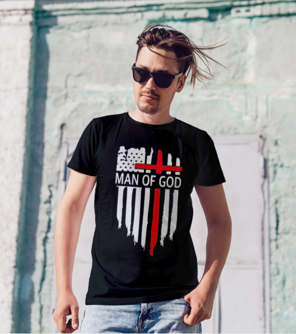 Man Of God American Flag Cross T-Shirt