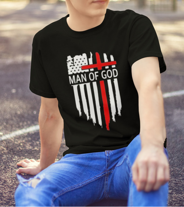 Man Of God American Flag Cross T-Shirt