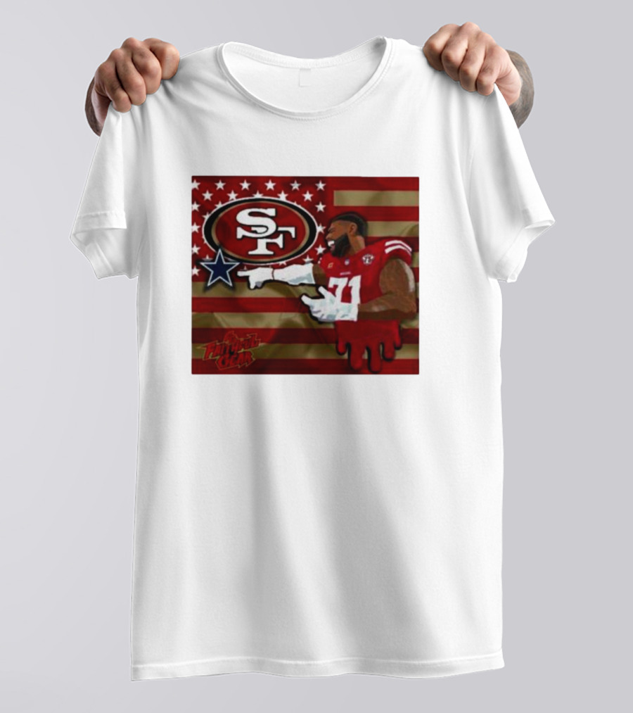 San Francisco 49ers Faithful Gear Trent Williams Defeat Cowboys America Flag SF T-Shirt