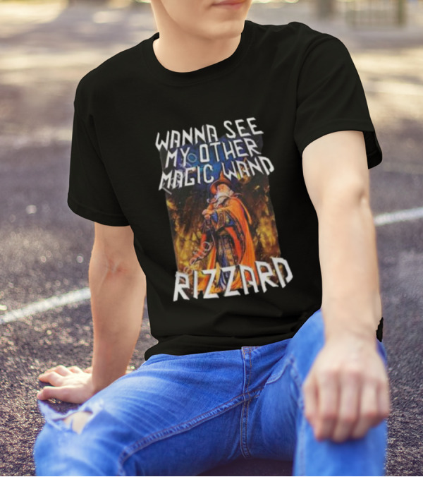Wanna See My Other Magic Wand Rizzard Wizard Theme With Orange Cloak And Staff T-Shirt