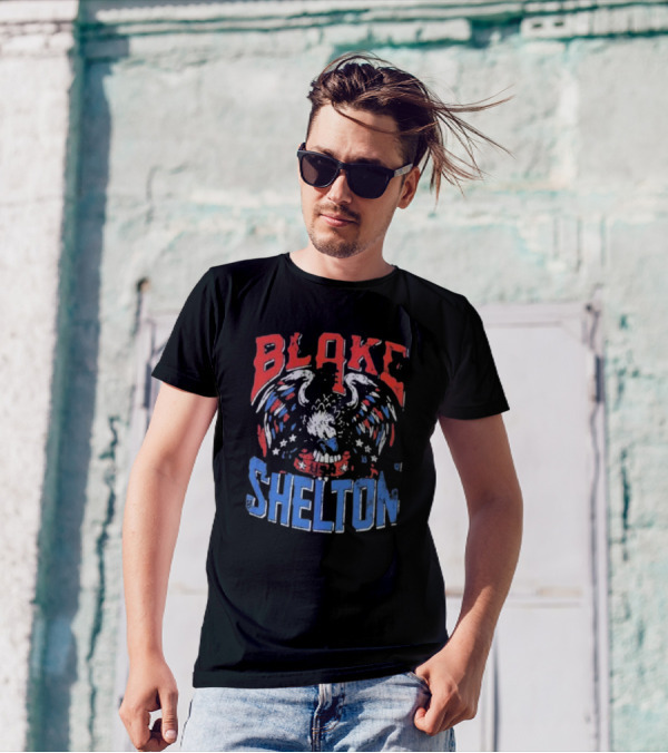 Blake Shelton USA Patriotic Black Eagle T-Shirt