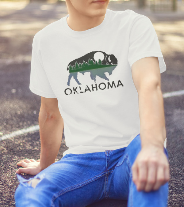 Oklahoma Wildlife Bison Forest Scene T-Shirt