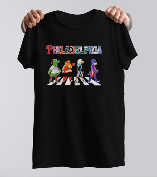 Philadelphia Sports Mascots Crossing Abbey Road T-Shirt