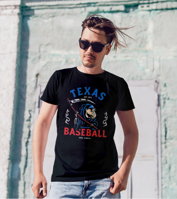 Texas Baseball Reaper Soba Sports Est 1972 T-Shirt
