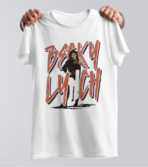 Becky Lynch Heather Gray Name Rough Text With Image T-Shirt