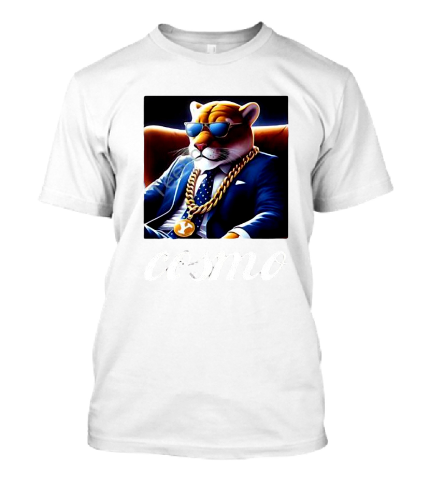 Jaylassoku Cosmo The Cougar In Sunglasses And Gold Chain T-Shirt