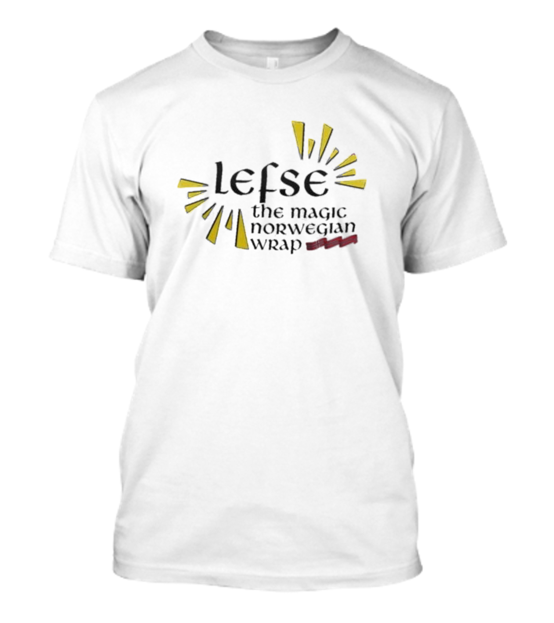 Lefse The Magic Norwegian Wrap Norway Flag Sparkling Yellow Highlights T-Shirt