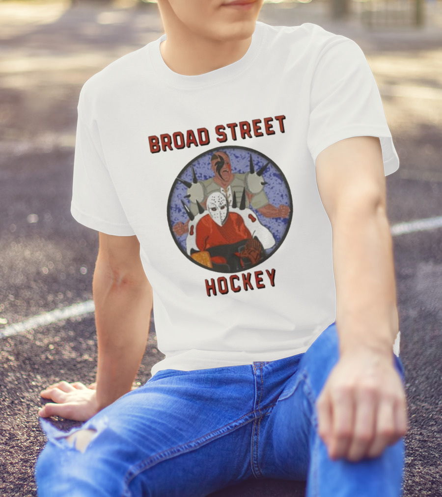 Broad Street Hockey Masked Player And Spiked Warrior T-Shirt