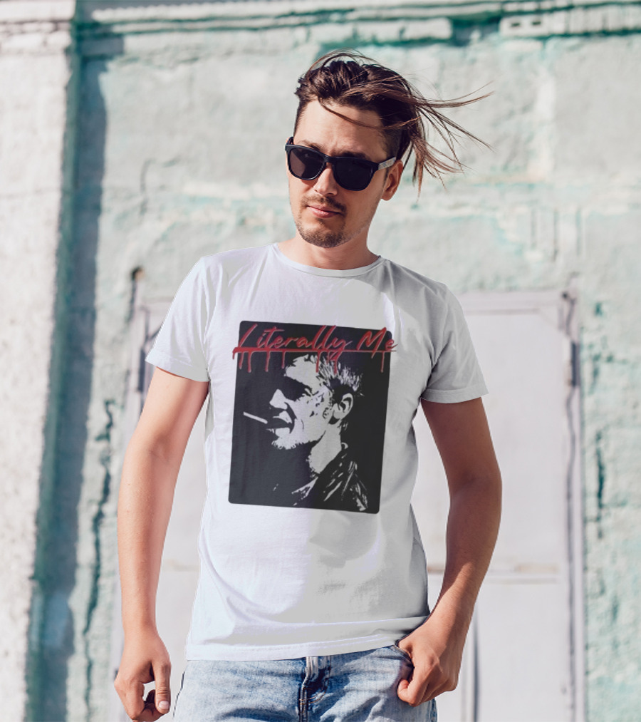 Literally Me Tyler Durden Smoking Silhouette Black And Red T-Shirt