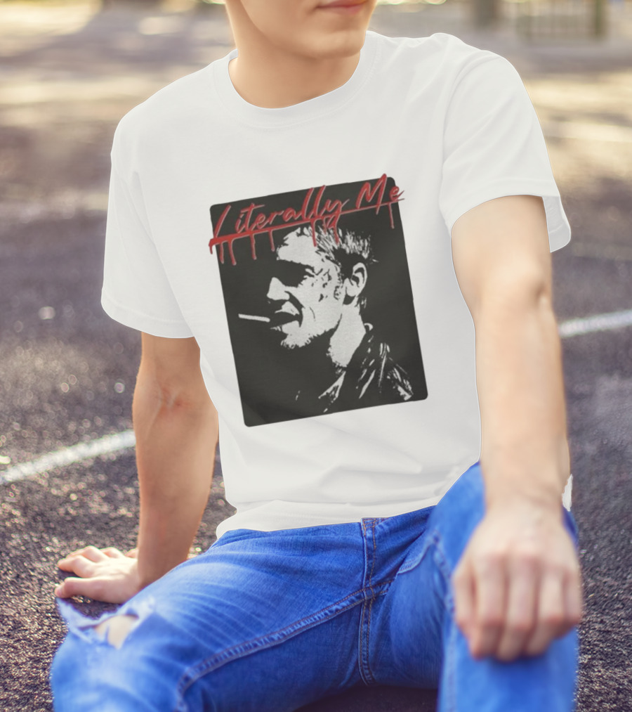 Literally Me Tyler Durden Smoking Silhouette Black And Red T-Shirt