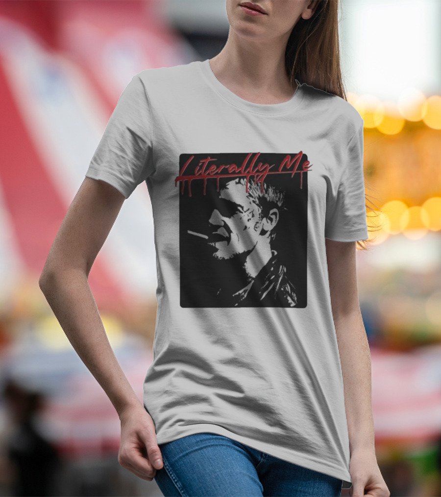 Literally Me Tyler Durden Smoking Silhouette Black And Red T-Shirt