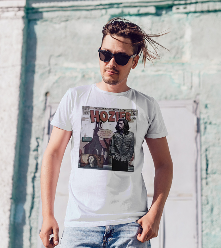 Hozier Comic Style Art She's The Giggle At A Funeral Take Me To Church T-Shirt