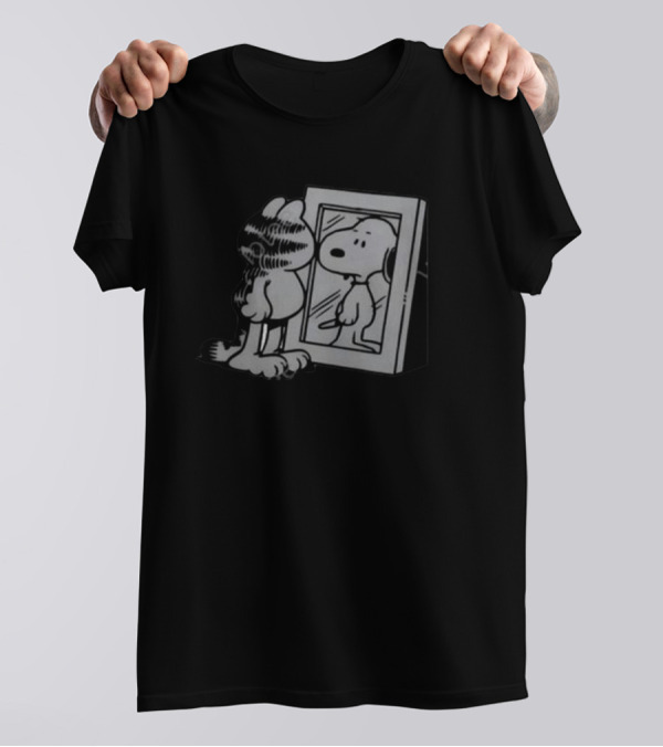 Garfield Snoopy Reflection In Mirror T-Shirt